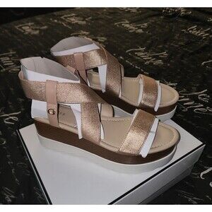 Guess Berty Platform Sandals Rose Gold Metallic 9 M